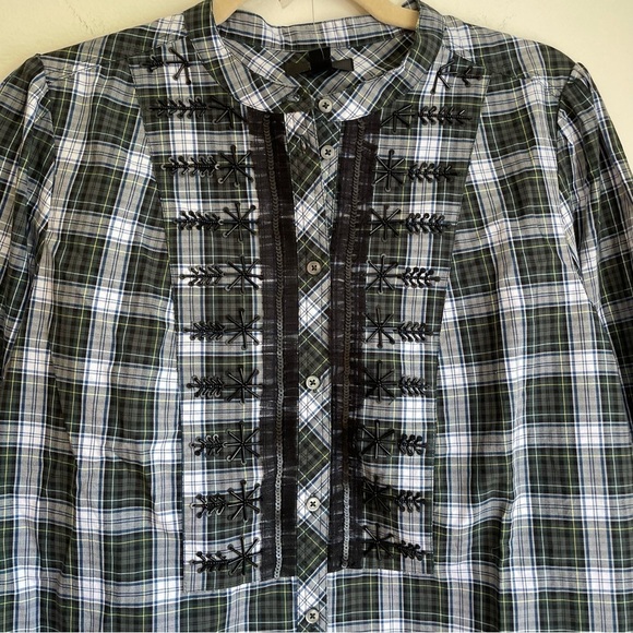 J. CREW Beaded‎ Embellished Tartan Plaid Tulle Ruffle Top preppy academia grunge - Picture 12 of 12